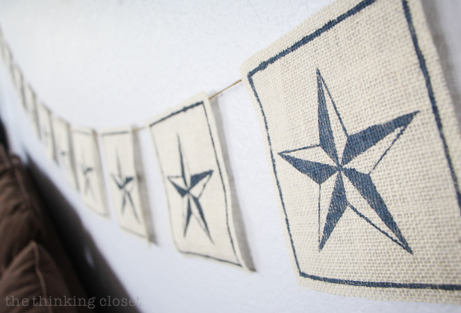 Nautical Star Burlap Banner: love that this can be used for everyday decor as well as for the Fourth of July! Also, is it not amazing that you can cut stencil material with a Silhouette machine?! Game-changer! Nautical Star Burlap Banner: love that this can be used for everyday decor as well as for the Fourth of July! Also, is it not amazing that you can cut stencil material with a Silhouette machine?! Game-changer!