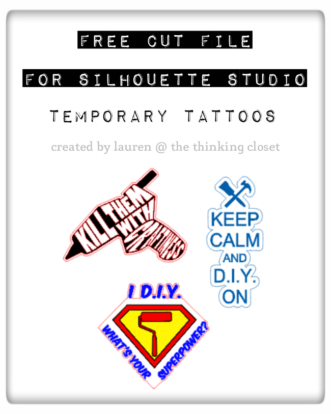 FREE Silhouette Cut File for Temporary Tattoos: Fun for crafters and D.I.Y.ers. These would be great on t-shirts and tote bags, too! FREE Silhouette Cut File for Temporary Tattoos: Fun for crafters and D.I.Y.ers. These would be great on t-shirts and tote bags, too!