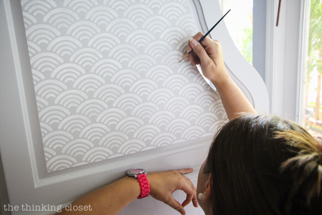 Tips and Tricks for Adding Stencil Details to Recessed Furniture Panels. A great guide for beginners!