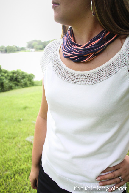 15 Minute T-Shirt Yarn Infinity Scarf.  Upcycle an old t-shirt into a chic infinity scarf.  The video tutorial will walk you through every step in the process.  This is one of those rare projects that really only takes 15 minutes.  On your first try!  