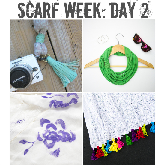 Welcome to Scarf Week! 4 different bloggers sharing 4 different scarf projects intended to inspire (and distract you from scary shark attack footage during Shark Week). Bound to get the creative juices flowing!