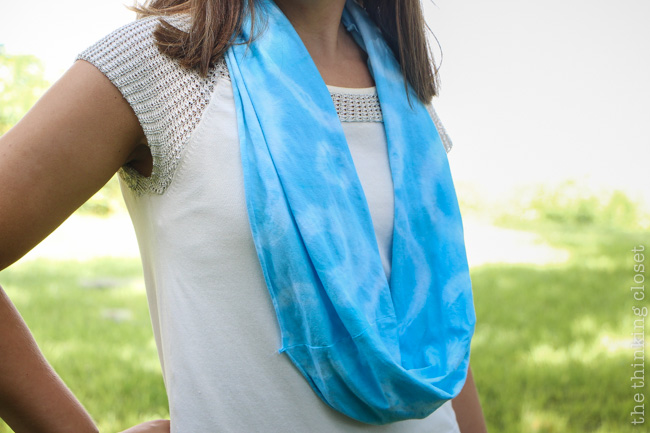 Blue Red Lines Tie Dye Inifinity Scarf