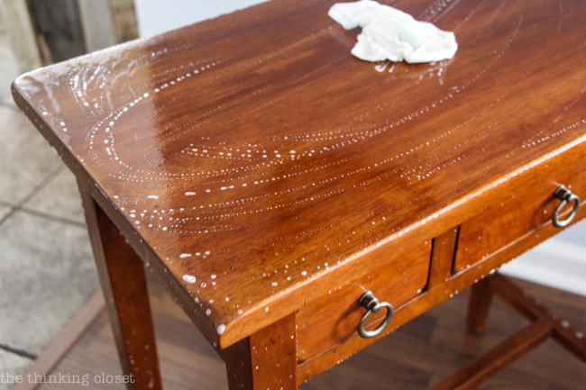 Prep furniture by cleaning it with warm, soapy water.