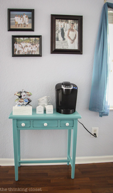 Hot Drinks Station Table Makeover using Annie Sloan Chalk Paint in Provence | Tutorial with step by step breakdown for beginners! There is NO need to be intimidated by this medium any longer. Trust me! You are going to fall in love.