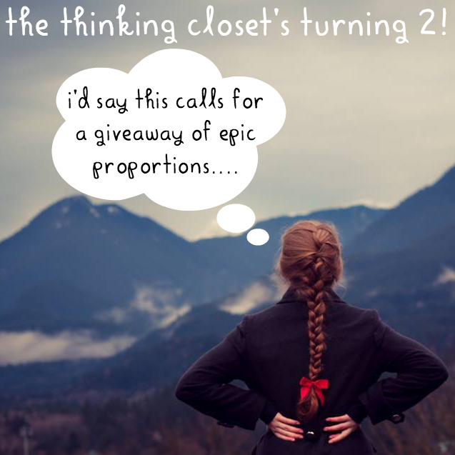 Join in on The Thinking Closet's Second Blogiversary Giveaway Celebration! 10 prizes for 10 winners at thinkingcloset.com 9/5 - 9/10. Internationals welcome! Join in on The Thinking Closet's Second Blogiversary Giveaway Celebration! 10 prizes for 10 winners at thinkingcloset.com 9/5 - 9/10. Internationals welcome!