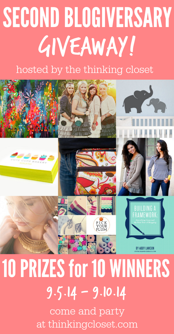 Join in on The Thinking Closet's Second Blogiversary Giveaway Celebration! 10 prizes for 10 winners at thinkingcloset.com 9/5 - 9/10. Internationals welcome! Join in on The Thinking Closet's Second Blogiversary Giveaway Celebration! 10 prizes for 10 winners at thinkingcloset.com 9/5 - 9/10. Internationals welcome!