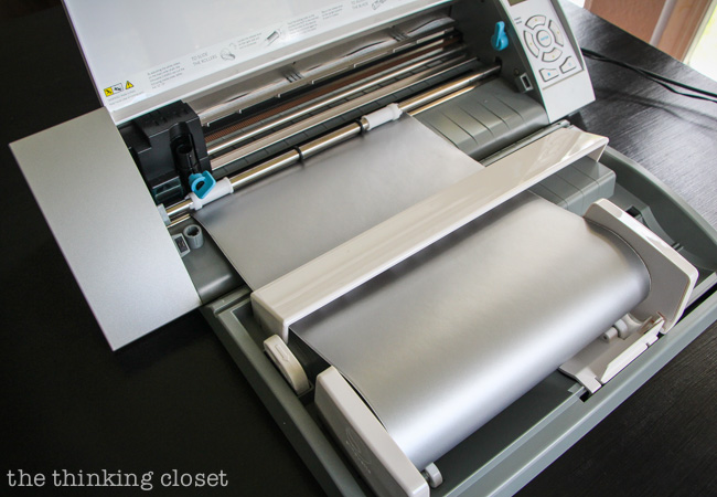 Vinyl loaded into the Roll-Feeder, prepped and ready to cut! Vinyl loaded into the Roll-Feeder, prepped and ready to cut!