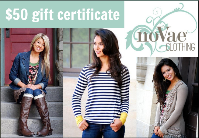 NoVae Clothing - $50 Gift Certificate - 1 of the 10 Prizes in The Thinking Closet's 2nd Blogiversary Giveaway!
