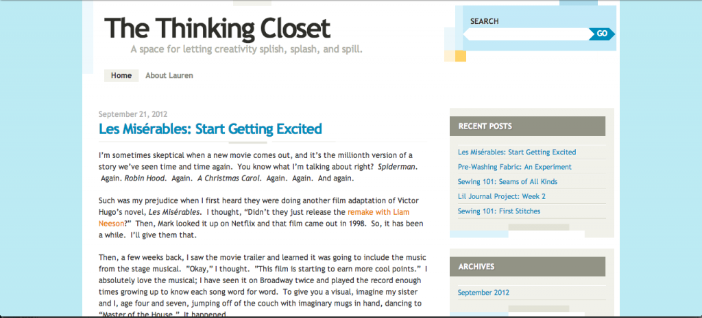 The Thinking Closet - - how things looked in the early days.