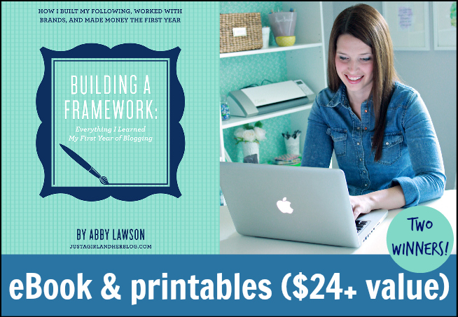 Building a Framework eBook & Blogging Binder Printables by Abby Lawson, over +$24 value.  Just 1 of the 10 Prizes in The Thinking Closet's 2nd Blogiversary Giveaway!