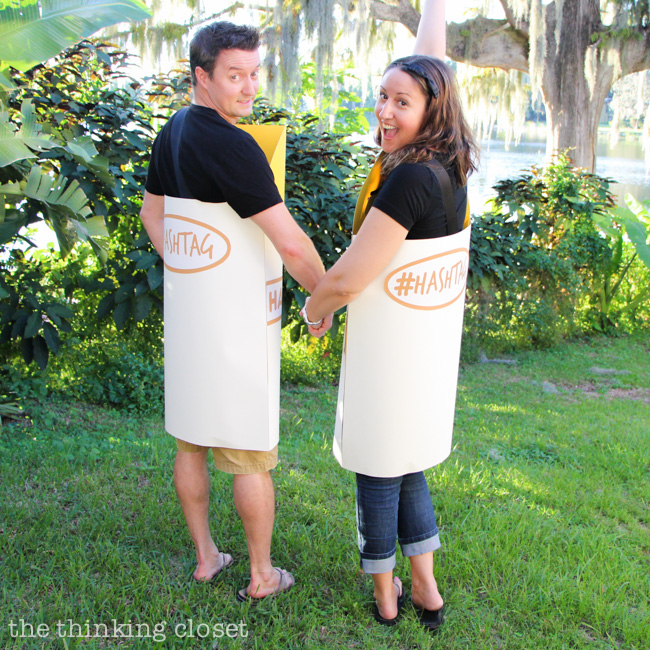 Can you guess the pun in this PUNNY Halloween costume? | The knee-slapper of an answer to this visual word-play and the full tutorial for how to create your own couples' Halloween costume over at thinkingcloset.com! It's so much pun!