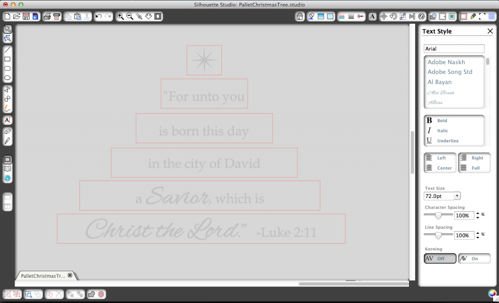 FREE Cut File for Luke 2:11 Text | DIY Rustic Pallet Christmas Tree | Tutorial by thinkingcloset.com