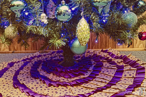 Burlap Ruffle Tree Skirt by Rae of Sparkles,  Featured in The Thinking Closet's Fall 2014 Reader Showcase.