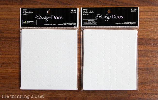 White round foam dots - - to add dimension to card sentiments. White round foam dots - - to add dimension to card sentiments.