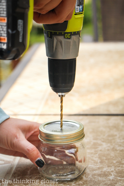 Swap It Like Its Hot | Drilling holes through my mason jar lids. Swap It Like Its Hot | Drilling holes through my mason jar lids.