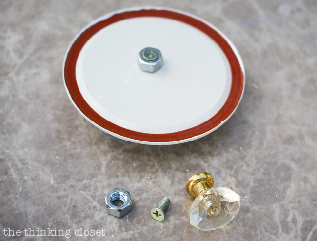 Swap It Like Its Hot: Fancy Dancy Mason Jar Upcycle - Attaching the fancy knobs to the lid using a nut or washer! Swap It Like Its Hot: Fancy Dancy Mason Jar Upcycle - Attaching the fancy knobs to the lid using a nut or washer!
