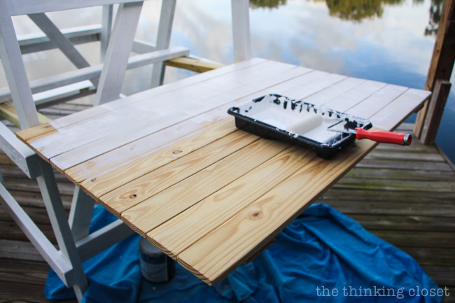 DIY Coastal Wood Plank Photo Backdrop | Time to apply the white outdoor paint! DIY Coastal Wood Plank Photo Backdrop | Time to apply the white outdoor paint!