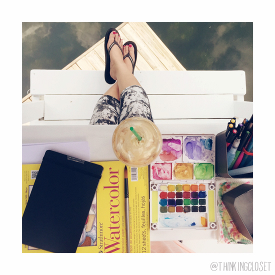 Our dockside Lifeguard Stand is the perfect place to get lost painting with watercolors! Here's how it inspired my DIY Coastal Wood Plank Photo Backdrop Our dockside Lifeguard Stand is the perfect place to get lost painting with watercolors! Here's how it inspired my DIY Coastal Wood Plank Photo Backdrop