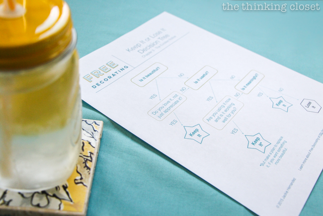 "Should It Stay or Should It Go?" A Decor Date | The inspiration behind our "decor date" was this nifty printable DECISION TREE from the book Free Decorating. It made what could have been an overwhelming process of cataloging our decor, one that was actually FUN. Download the free printable at thinkingcloset.com! "Should It Stay or Should It Go?" A Decor Date | The inspiration behind our "decor date" was this nifty printable DECISION TREE from the book Free Decorating. It made what could have been an overwhelming process of cataloging our decor, one that was actually FUN. Download the free printable at thinkingcloset.com!