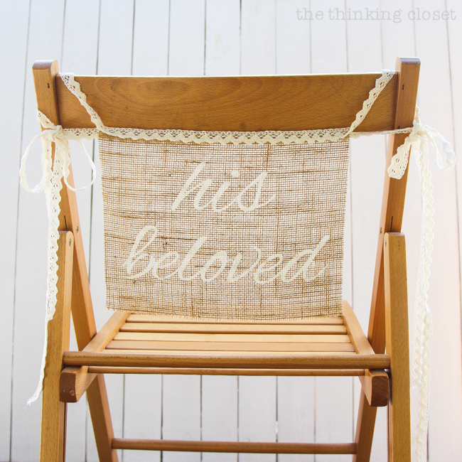 DIY Burlap Chair Signs for the Bride & Groom