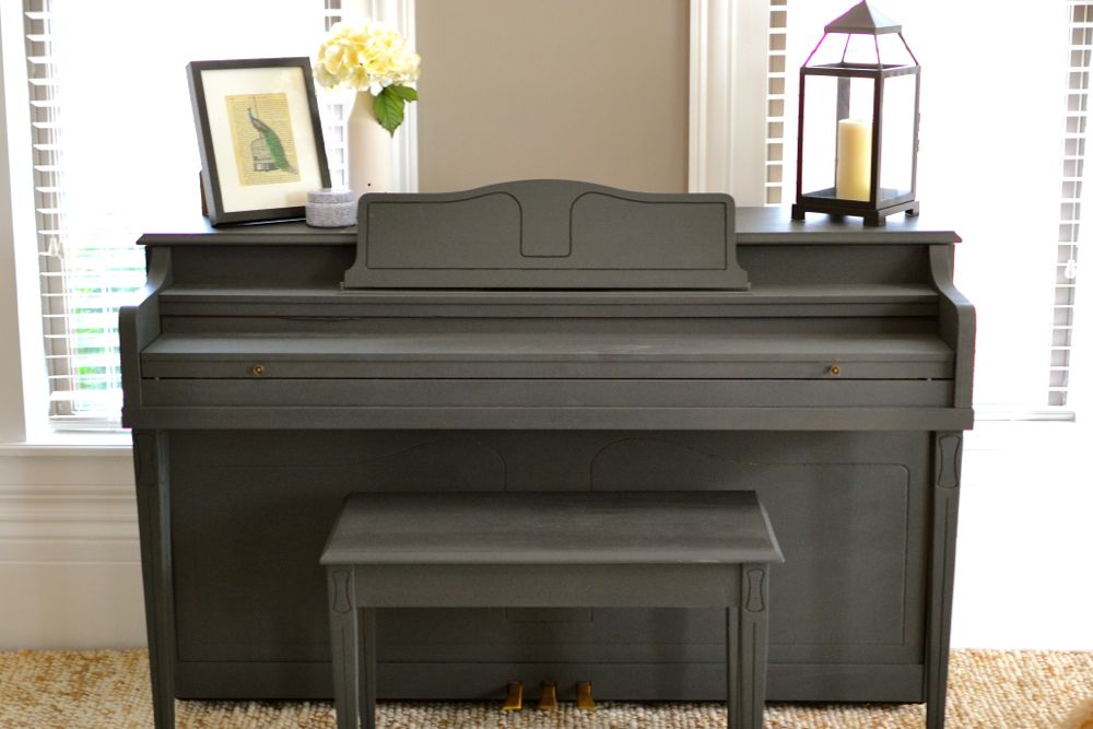 Repainted Piano with Annie Sloan Chalk Paint by Out & Outfit, Featured in The Thinking Closet's Spring 2015 Reader Showcase.