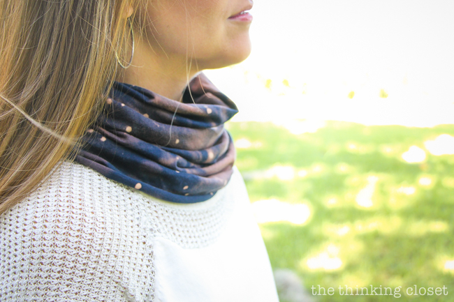 DIY Galaxy Print Infinity Scarf: Just one of the many inspirational tutorials during Scarf Week 2015. This creative project uses the power of bleach on a dark t-shirt to transform it into a fabulous galactic accessory! And you likely have most the supplies you'd need already lying around the house! DIY Galaxy Print Infinity Scarf: Just one of the many inspirational tutorials during Scarf Week 2015. This creative project uses the power of bleach on a dark t-shirt to transform it into a fabulous galactic accessory! And you likely have most the supplies you'd need already lying around the house!