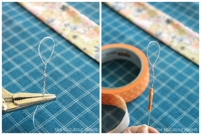 Looping the 20 gauge wire. Another step in creating your very own DIY Wire Head Scarf, an inspirational tutorial from Scarf Week 2015. Such a fun beginner sewing project anyone can do!