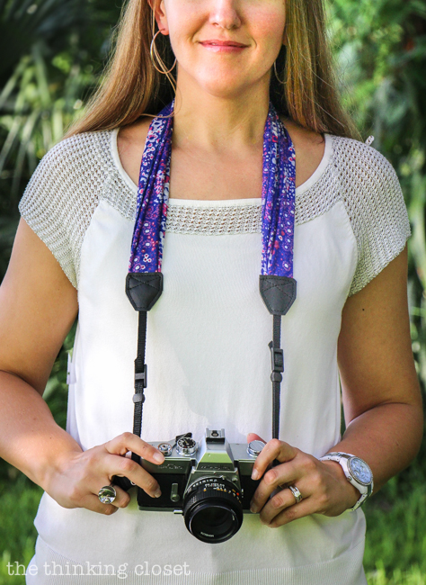 DIY Scarf Camera Strap Tutorial: Upcycle a scarf into a snazzy camera strap that will quickly become your new favorite accessory. This sewing tutorial will walk you through each step of the fun refashion. Happy Scarf Week 2015! DIY Scarf Camera Strap Tutorial: Upcycle a scarf into a snazzy camera strap that will quickly become your new favorite accessory. This sewing tutorial will walk you through each step of the fun refashion. Happy Scarf Week 2015!
