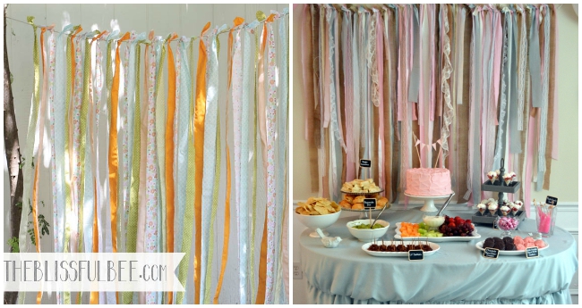 D.I.Y. Shabby Chic Fabric Photo Booth Backdrop | Step by step photo tutorial for creating a backdrop out of strips of fabric, perfect for a rustic vintage wedding or birthday or photo shoot! An easy and inexpensive project that will provide instant entertainment and whimsy to your next festivity!