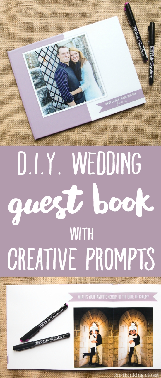 DIY Wedding Guest Book: How to use creative writing prompts to elicit thoughtful messages from wedding guests (instead of stress-outs over the blank page). Here's the process of DIYing the album using AdoramaPix and creating a professional-looking photo guest book with lay-flat pages. A keepsake for the bride and groom for years to come!