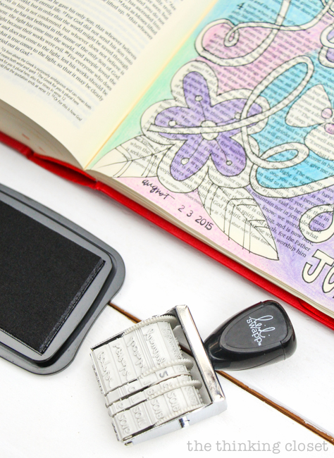 My 20 Favorite Journaling Bible Supplies | My Trodat Self-Inking Date Stamp and Heidi Swapp Rubber Date Stamp are great for marking the day I worked on my entry. I use my Stayz On Ink Pad with the stamp to ensure it really does stay on for the long haul!