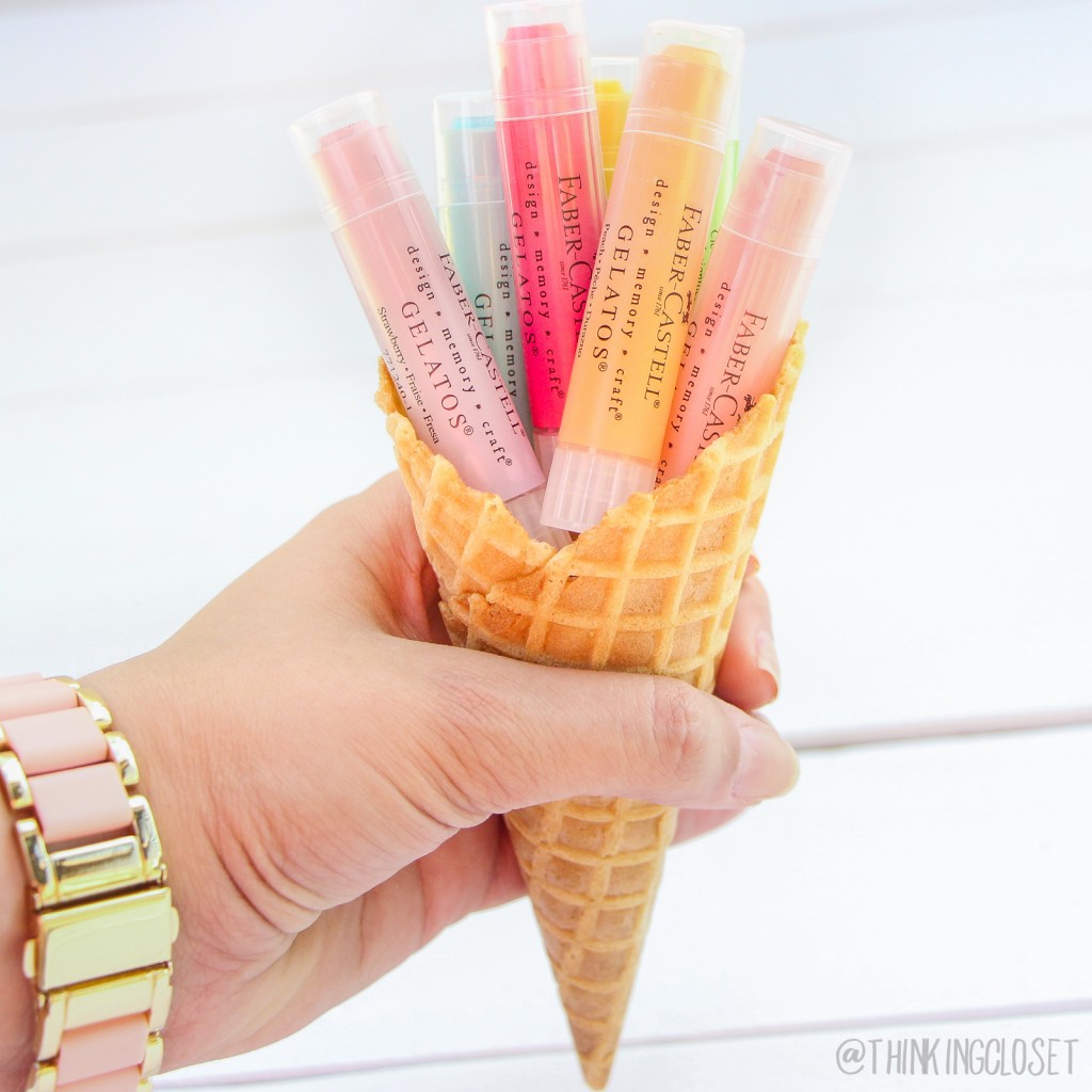 My 20 Favorite Journaling Bible Supplies | Faber-Castell Gelatos in Pastel: acid-free pigment sticks that glide across the page like 'butta. Of course I had to take a photo of my gelatos in a cone! Yummy!