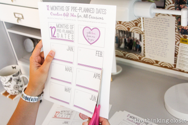 FREE Printable 12 Months of Pre-Planned Dates Mini-Book | Give the gift of quality time as a creative and meaningful wedding or engagement gift with this free printable download. Help make a couple's first year of marriage one for the record books! The 14 page PDF Printable Pack comes with everything you need to carry out this gift idea plus many more!