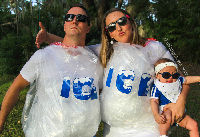 "Ice Ice Baby" Punny Halloween Costume for a Family of 3! The step by step DIY tutorial for how we created our creative punny Halloween costumes...plus plenty of hilarious outtakes from our 5th annual photo shoot! 