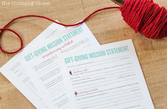 The Gifter's Holiday Toolkit: 5 Day Challenge! FREE printable worksheets and email inspiration designed to set you up for a season of stress free, joy-filled giving. Here's a sneak peek at day 1: The Gift-Giving Mission Statement