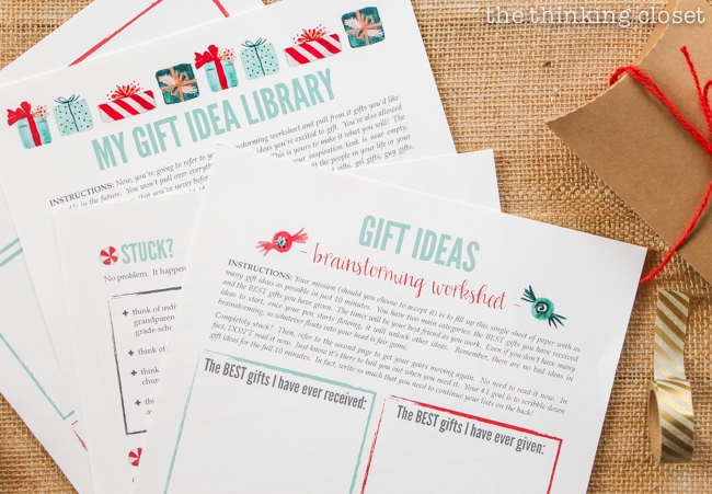 The Gifter's Holiday Toolkit: 5 Day Challenge! FREE printable worksheets and email inspiration designed to set you up for a season of stress free, joy-filled giving. Here's a sneak peek at day 2: My Gift Idea Library.