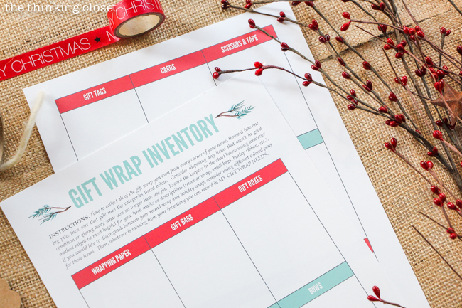 The Gifter's Holiday Toolkit: 5 Day Challenge! FREE printable worksheets and email inspiration designed to set you up for a season of stress free, joy-filled giving. Here's a sneak peek at day 5: Gift Wrap Inventory.