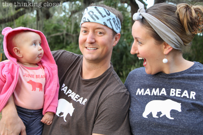 Papa Bear, Mama Bear, Baby Bear T-Shirt Trio Gift Idea | Such a meaningful gift for a new family of three! Think baby shower, mother's day, father's day, Christmas, birthday...any occasion where you want to celebrate new parents or the arrival of their precious little baby bear! Silhouette tutorial includes tips and tricks for working with heat transfer vinyl. It's not as intimidating as you think!