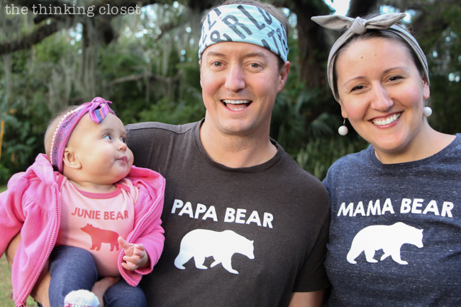 Papa Bear, Mama Bear, Baby Bear T-Shirt Trio Gift Idea | Such a meaningful gift for a new family of three! Think baby shower, mother's day, father's day, Christmas, birthday...any occasion where you want to celebrate new parents or the arrival of their precious little baby bear! Silhouette tutorial includes tips and tricks for working with heat transfer vinyl. It's not as intimidating as you think!