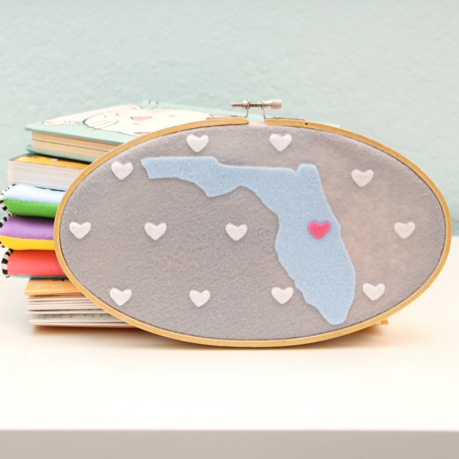 State Map Hoop Art: How to Cut Felt with Your Silhouette Curio