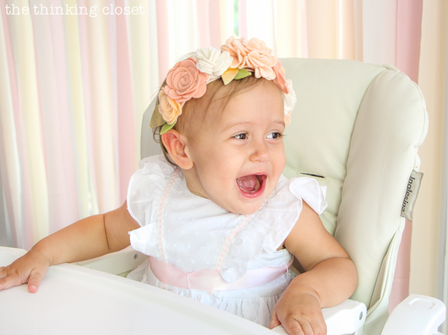 The flower crown that inspired it all! A Blooming First Birthday Bash, inspired by spring flowers in pink, blush, and white. DIY party ideas for a woodland floral-themed celebration, spring fling, or botanical garden party!
