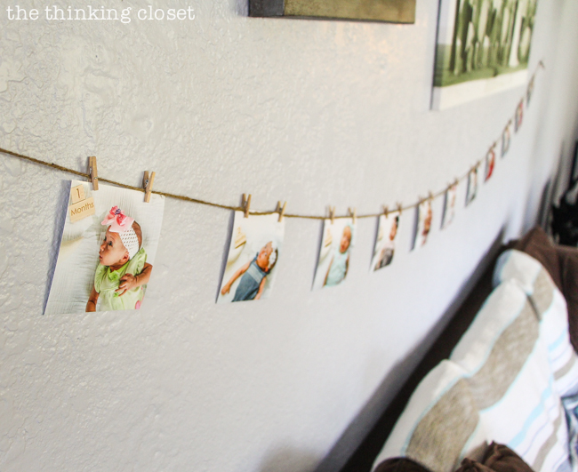 Monthly Milestone Photo Banner for a Blooming First Birthday Bash, inspired by spring flowers in pink, blush, and white. DIY party ideas for a woodland floral-themed celebration, spring fling, or botanical garden party!