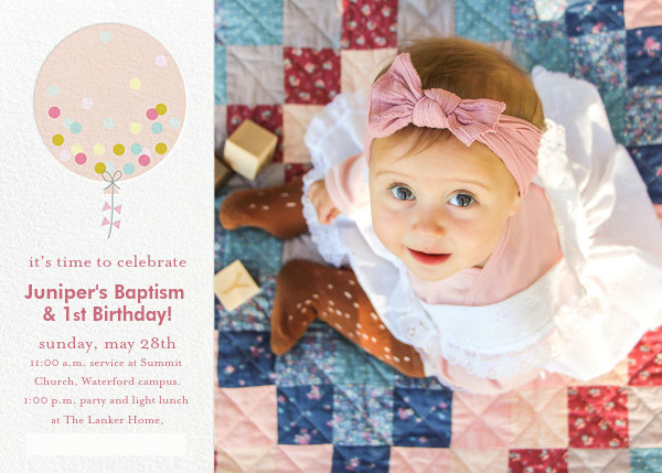 A Blooming First Birthday & Baptism Party - I love how we can send digital cards snail-mail style with Paperless Post!