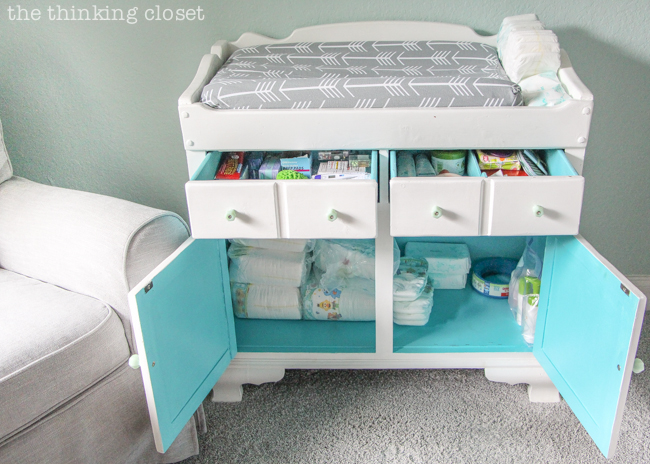 A few years back, it got passed on to Mark's sister's family and was transformed into a changing table for all three kids. It even had bite marks in it from one of Juniper's cousins during his teething days. Oh the stories this piece could tell