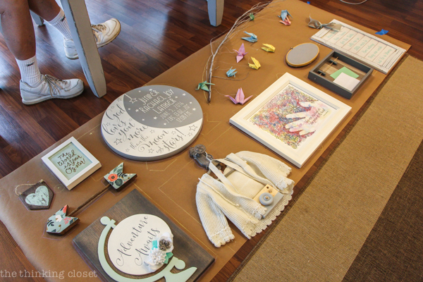 Gallery Wall Hack! This is GENIUS! Lay out your gallery wall items on a piece of butcher paper first so you can settle on an arrangement that is pleasing to the eye. Then outline in chalk, even marking where to hammer in the nails. Then, hang the paper on the wall, and hammer the nails through the paper. You can easily remove the paper and then hang all of your pieces without any headache or big measuring mistakes. Life-saver!
