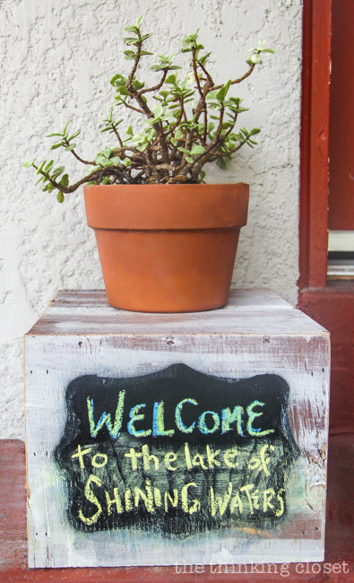 Anne of Green Gables Inspired Birthday Party with Anne-spiration for decor, family games and activities, food, and fun fun fun! | A sign reading "Welcome to the Lake of Shining Waters" sign greets party guests!