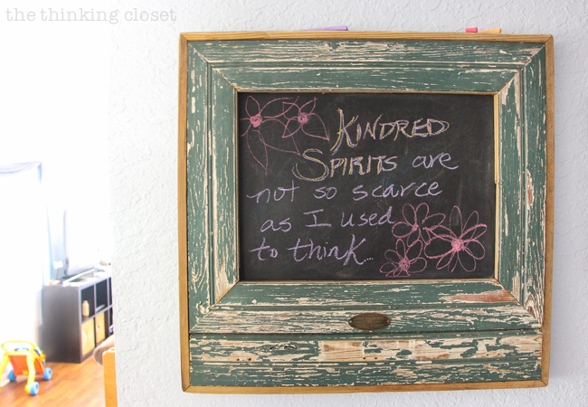 How to host an "Anne of Green Gables" or "Anne with an E" themed birthday party with food, decor, activities, and games for the whole family! | Use a vintage chalkboard or slate to display one of Anne's famous quotes!