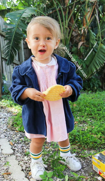 "Eleven" 011 from "Stranger Things" Halloween Costume Inspiration for a baby or toddler...plus a punny Halloween costume for the parents as the "Stranger Things!" Check out the full post for the whole run-down!