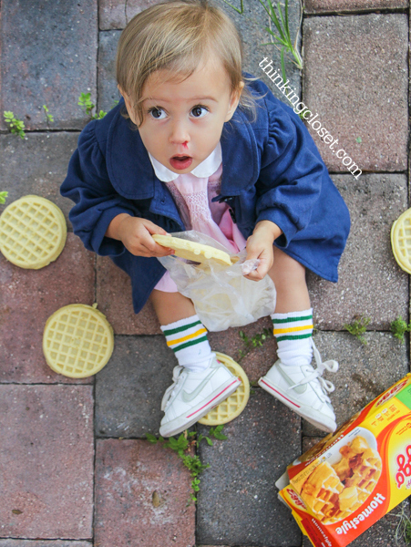 "Eleven" 011 from "Stranger Things" Halloween Costume Inspiration for a baby or toddler...plus a punny Halloween costume for the parents as the "Stranger Things!" Check out the full post for the whole run-down!
