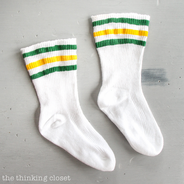 D.I.Y. "Eleven" style tube socks just like the ones she wore in Stranger Things! Here are my tips for how to make your own at home using a pair of white socks and supplies you probably already have. Great for babies and toddlers dressing up in costume as Eleven 011 for Halloween!